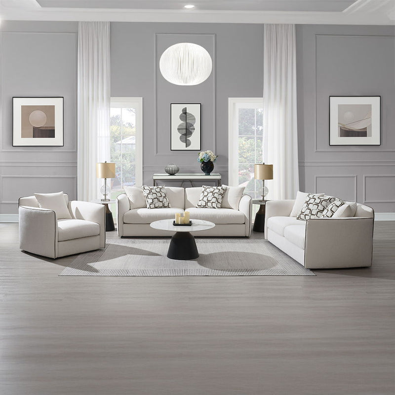 Yolanda - Loveseat With 4 Pillows - Beige Chenille