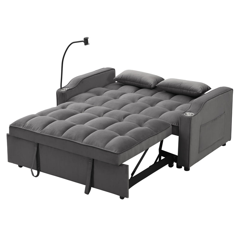 Sofa Bed With Trundle For Small Rooms - Dark Gray