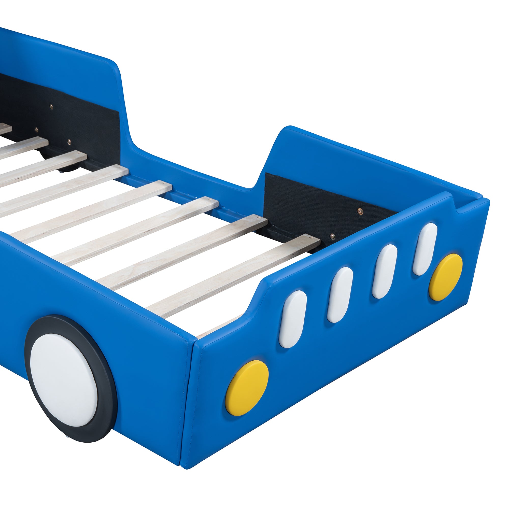 Twin Size Race Car-Shaped Platform Bed with Wheels,Blue - Atlantic Fine Furniture Melbourne FL