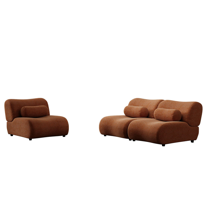 Contemporary Modular 3 Seat Sectional With Deep Seating, Soft Backrest