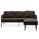 Modern L Shaped 3 Seater Sofa With Ottoman, Upholstered Couch For Small Spaces