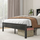 Modern Metal Platform Bed Frame With Storage Headboard And Charging Station