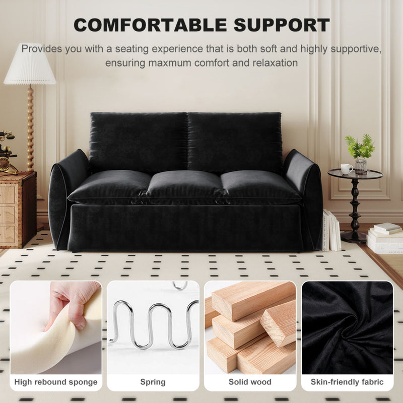 Pull Out Sofa Bed, 3 Seat Convertible Sleeper Sofa With 2 In 1 Pillow And Blanket Set