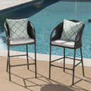 Outdoor 31" Rattan Barstools With Waterproof Cushions (Set of 2) - Multi Brown