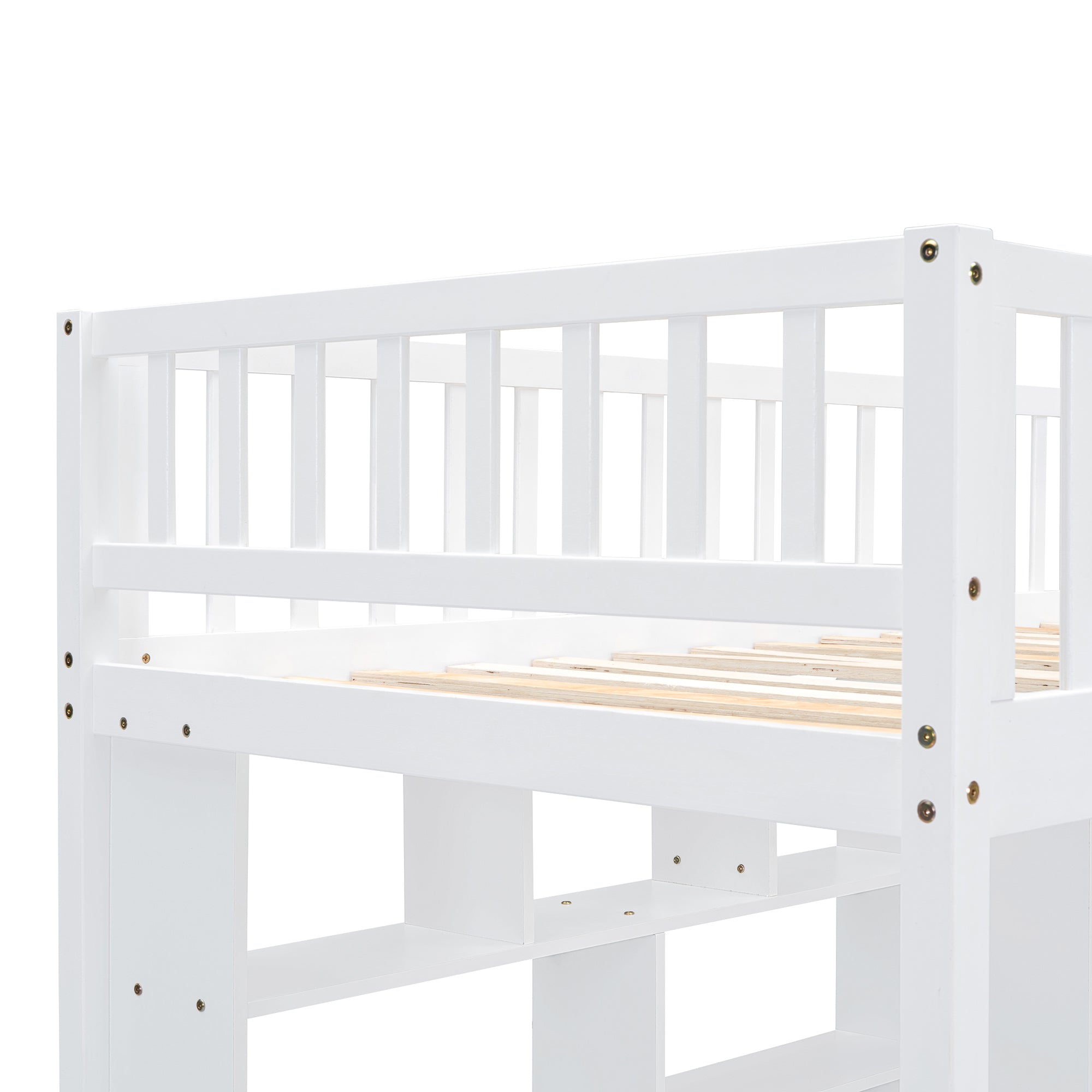 Twin size Loft Bed with Bookshelf,Drawers,Desk,and Wardrobe-White - Atlantic Fine Furniture Melbourne FL