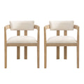 Modern Boucle Fabric Dining Chair With Armrest
