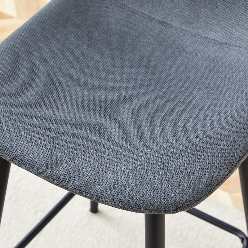 Modern Black Pu Bar Chair Rounded Backrest (Set of 2)