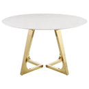 Gwynn - Round Marble Stainless Steel Dining Table - Gold