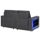 Yamein - Power Reclining Loveseat With Bookcase Arms And LED Lights - Charcoal