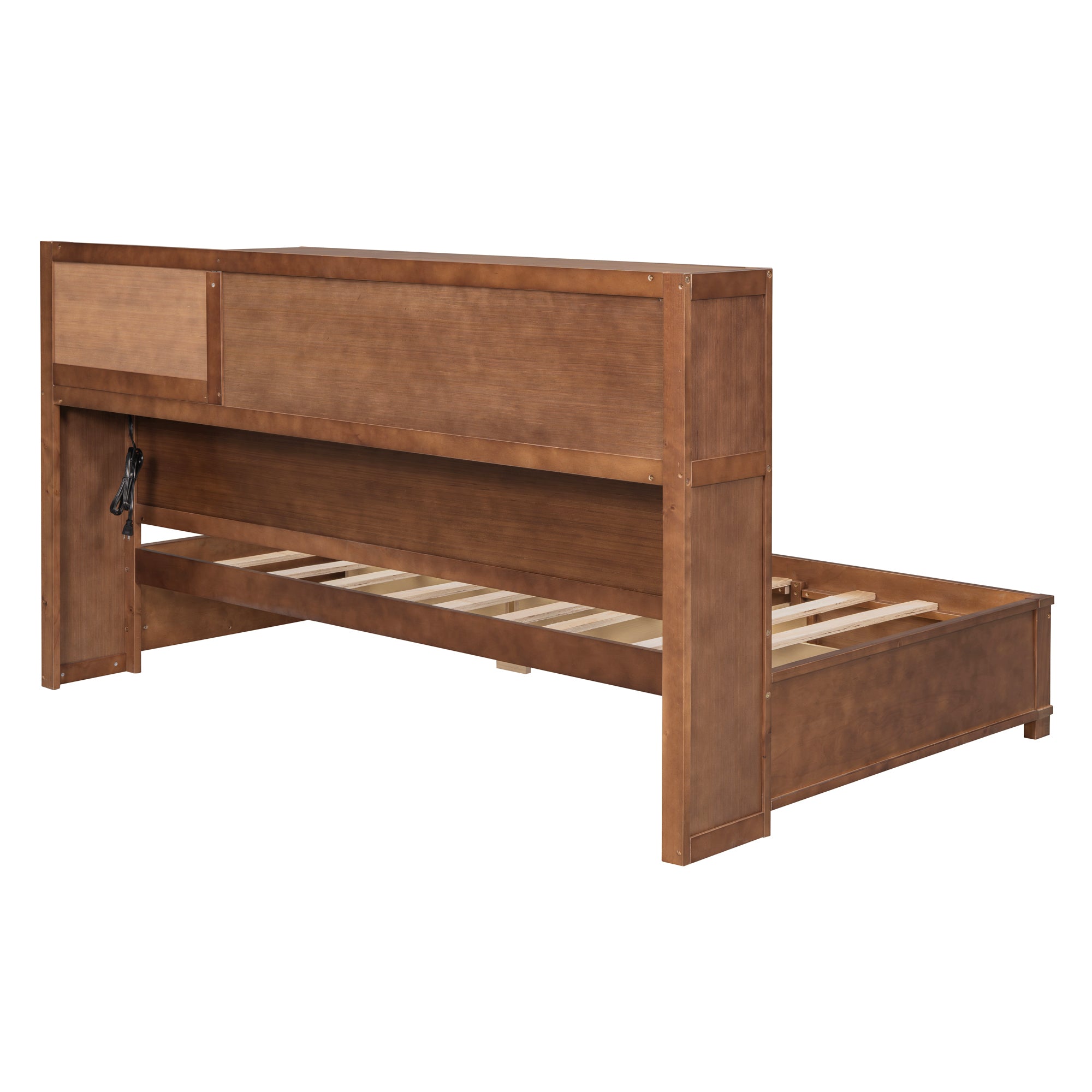 Twin Size Wooden Daybed with 3 Storage Drawers, Upper Soft Board, shelf, and a set of Sockets and USB Ports, Brown - Atlantic Fine Furniture Melbourne FL