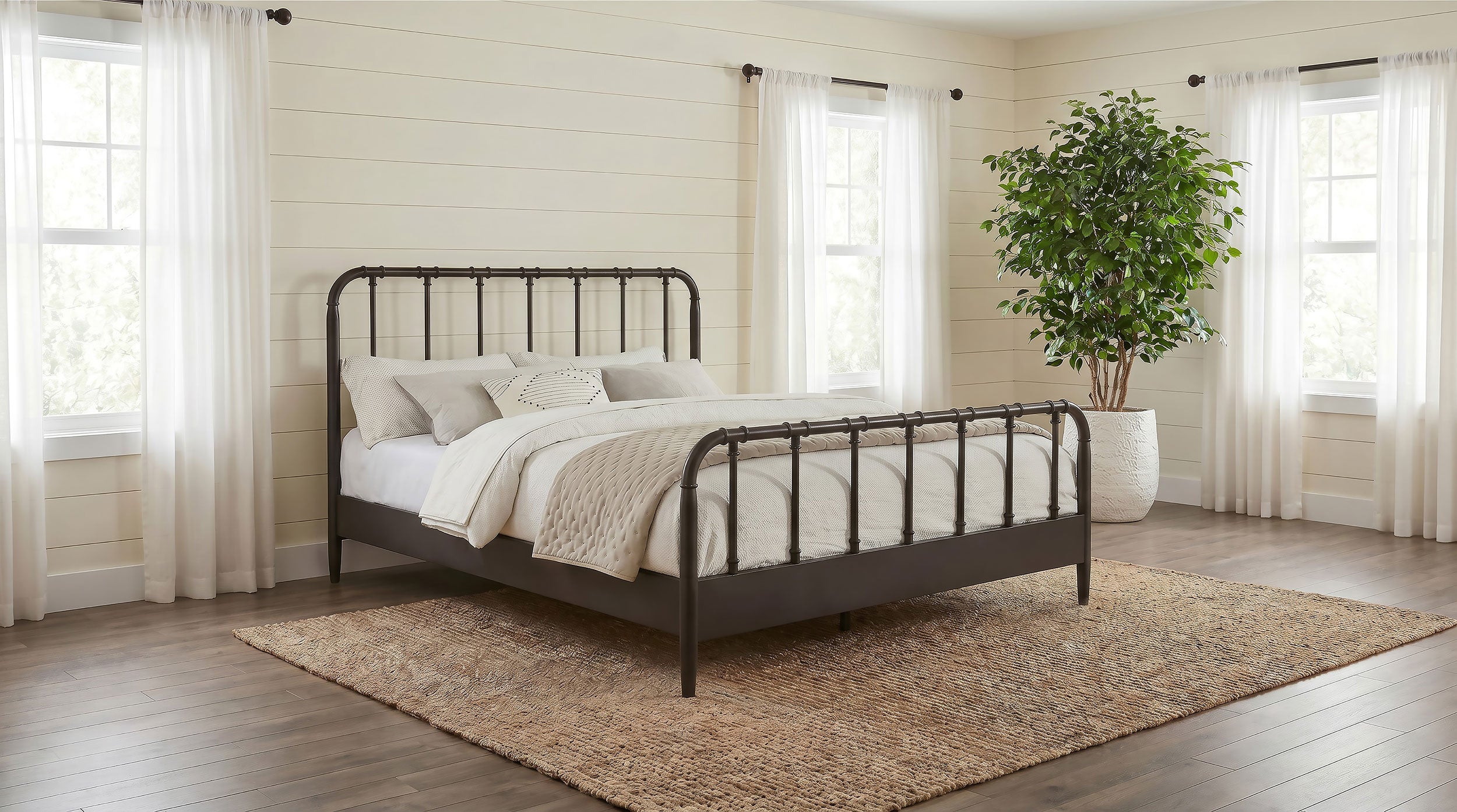 Rocco All Wood Water Pipe Open Frame Queen Bed Dark Bronze — view 2