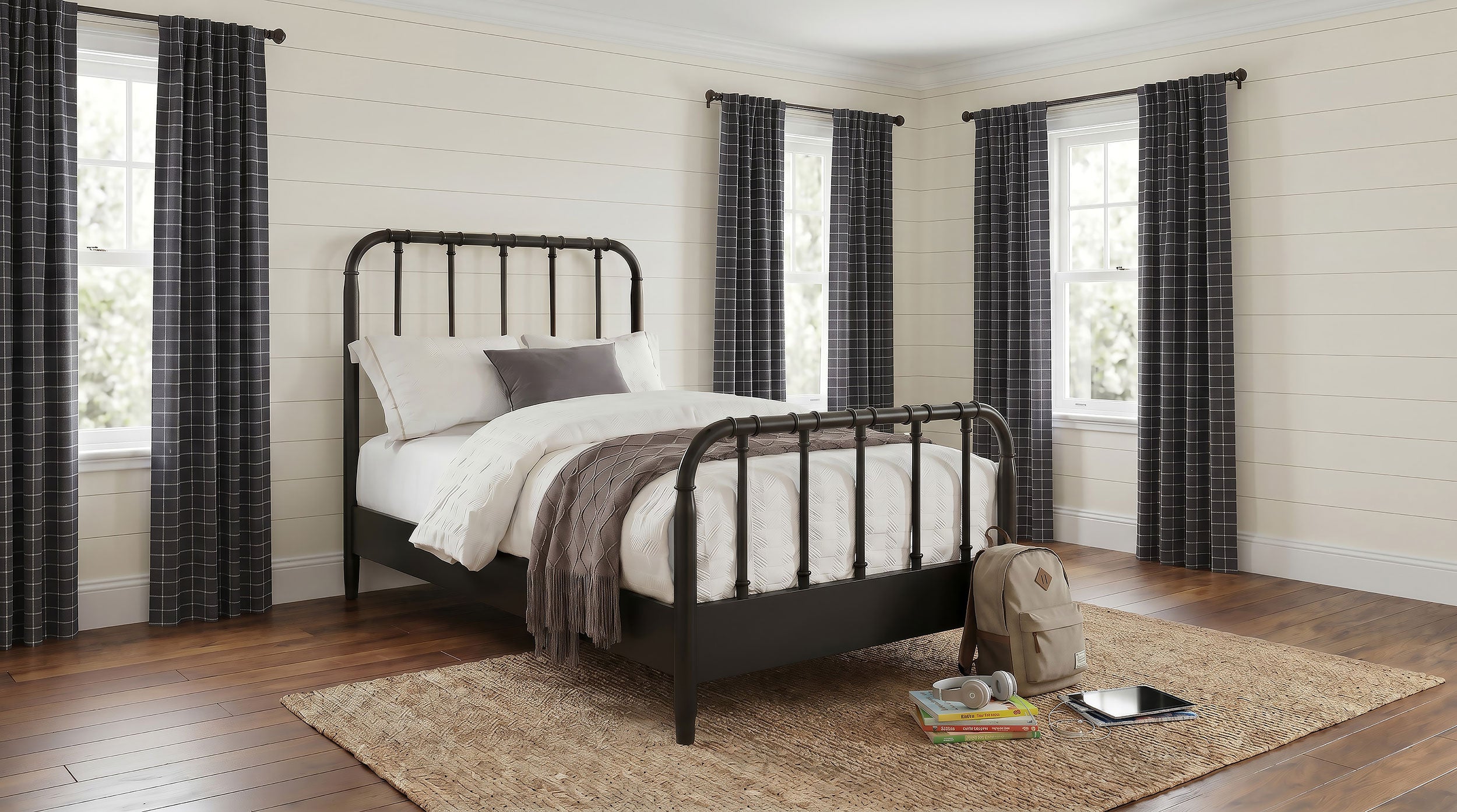 Rocco All Wood Water Pipe Open Frame Twin Bed Dark Bronze — view 2