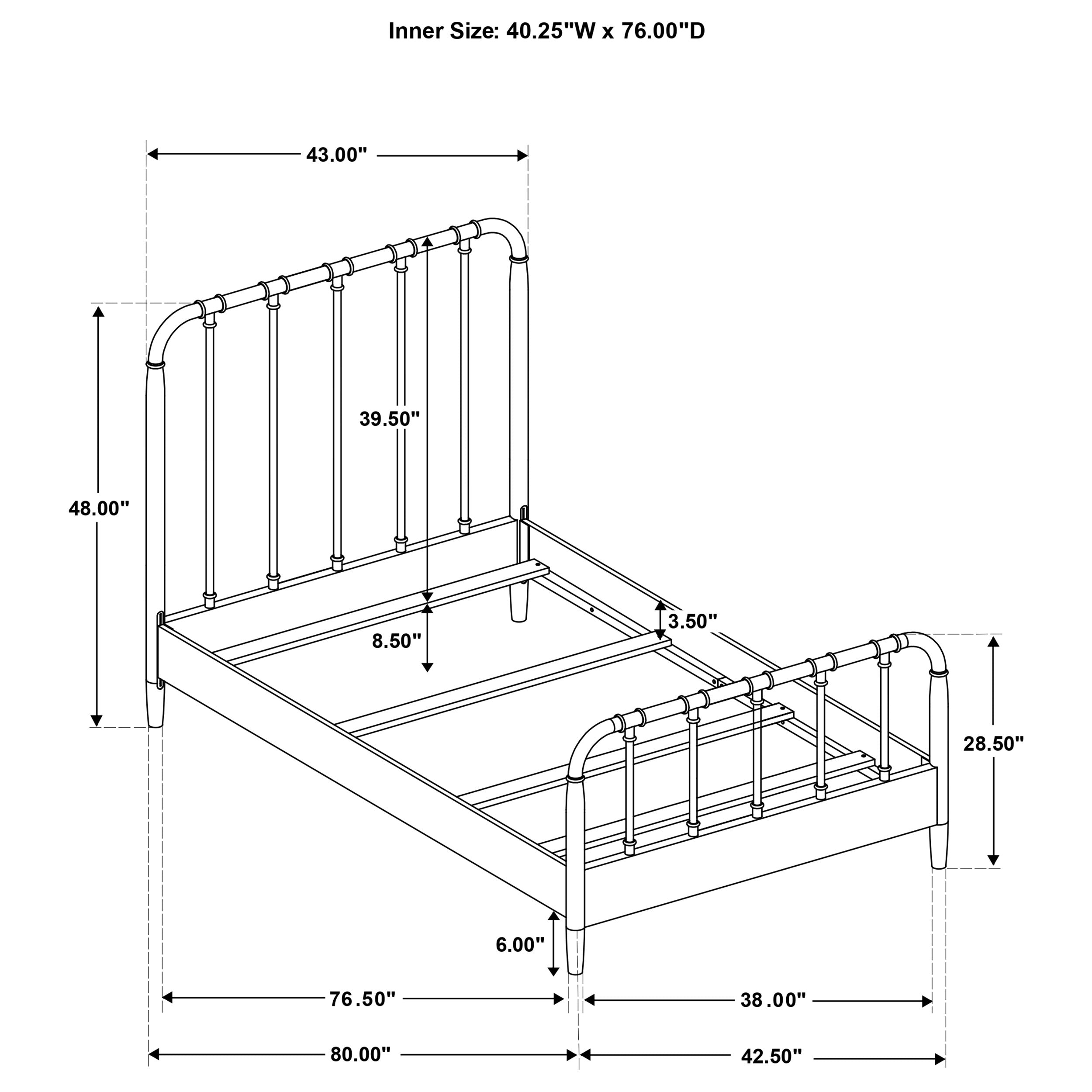 Rocco All Wood Water Pipe Open Frame Twin Bed Dark Bronze — view 9