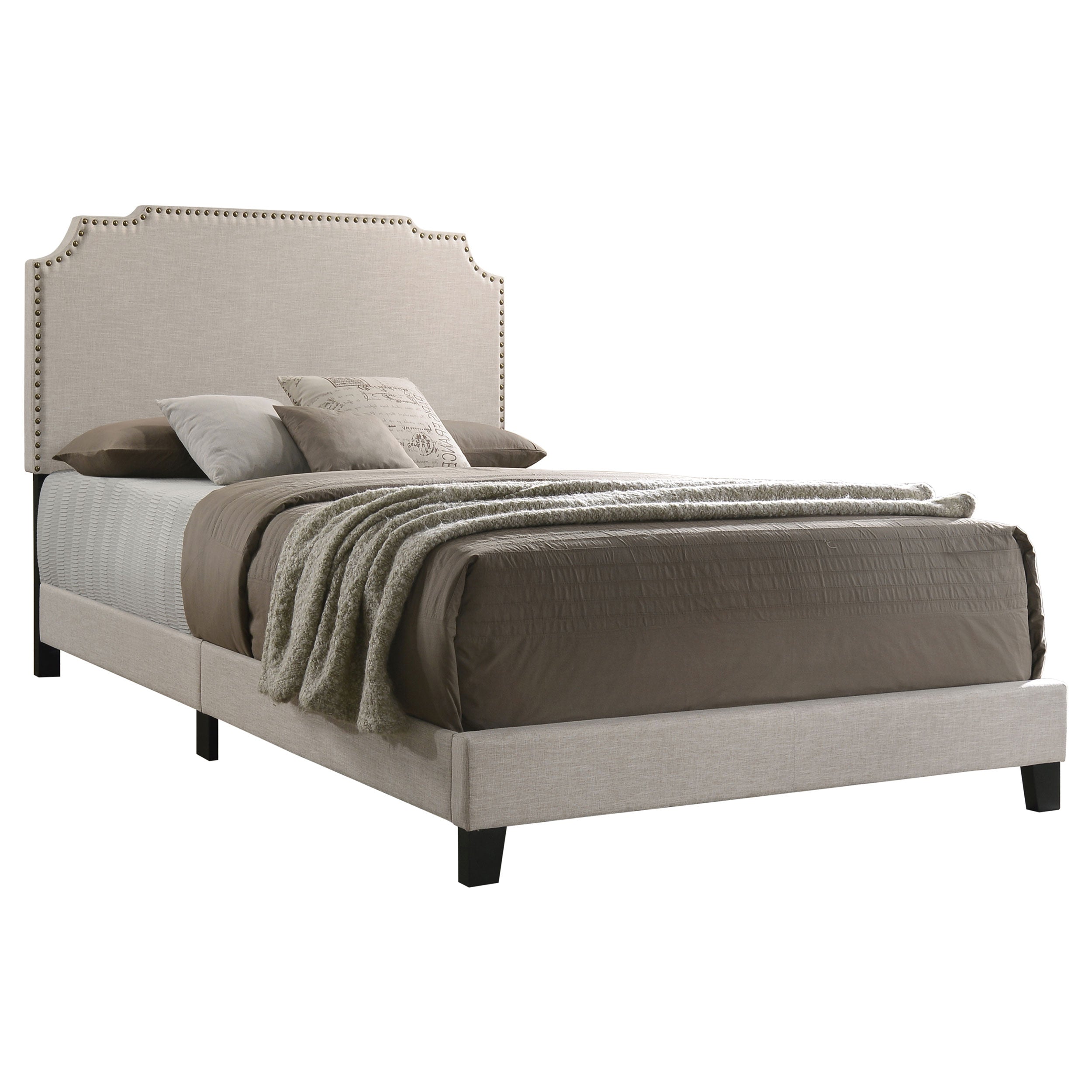 Tamarac Upholstered Eastern King Panel Bed Beige — view 3