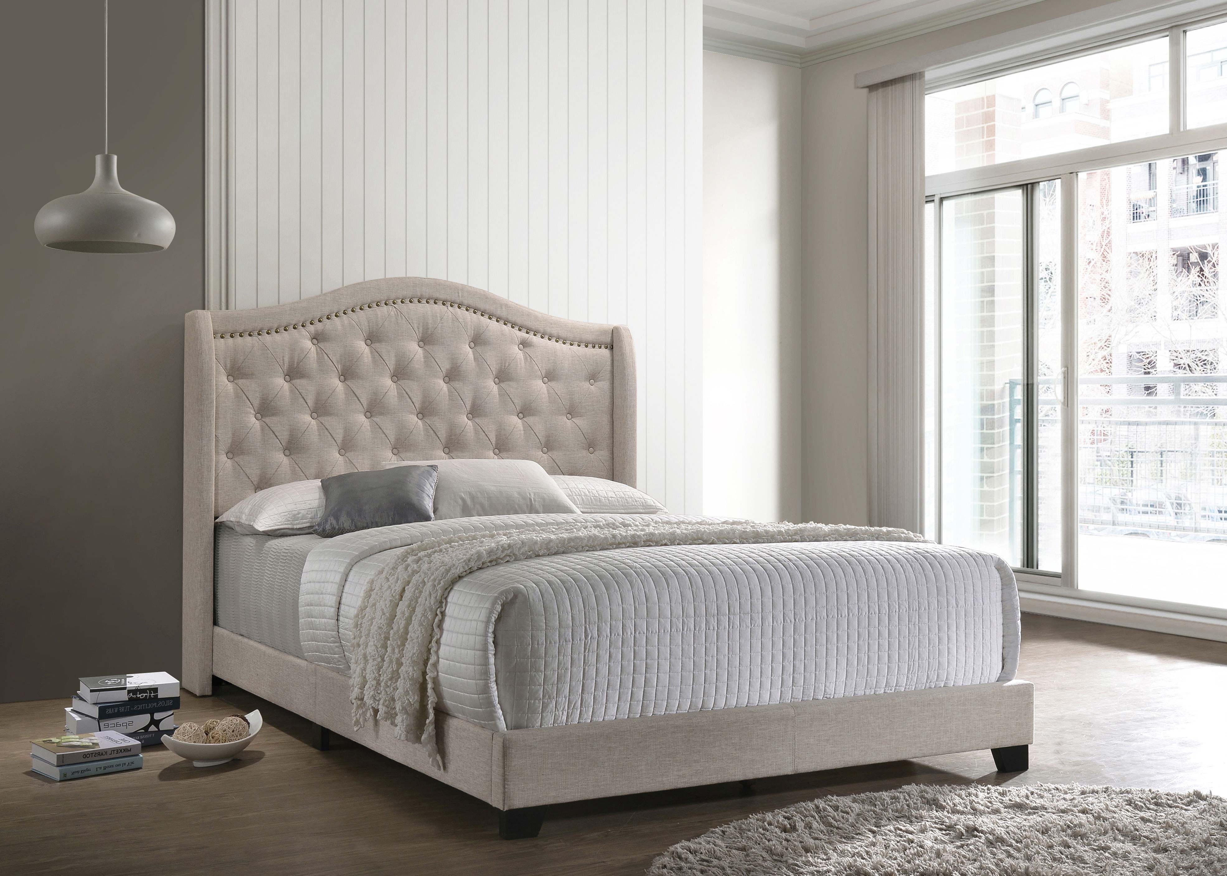 Sonoma Upholstered Eastern King Wingback Bed Beige — view 2