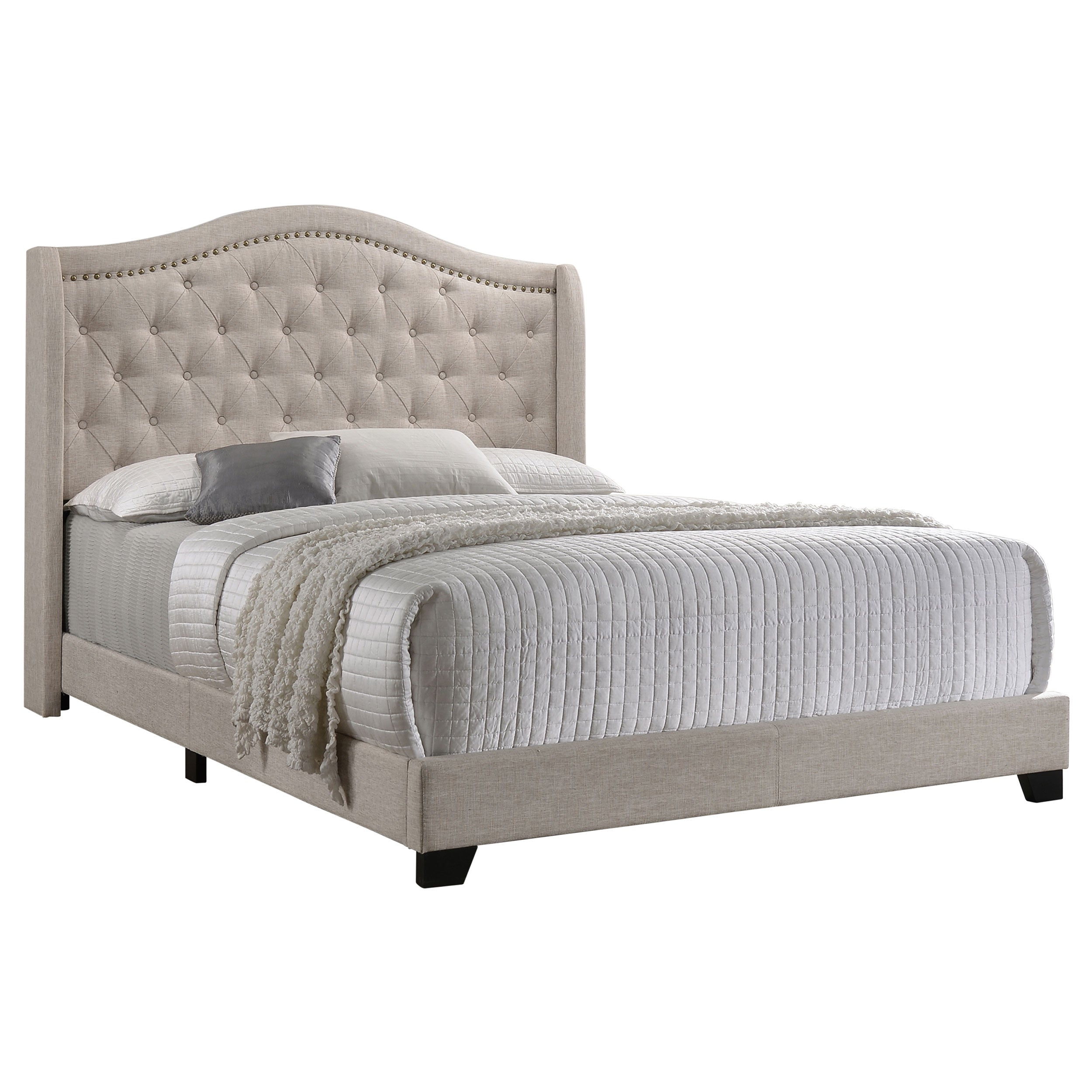 Sonoma Upholstered Queen Wingback Bed Beige — view 3
