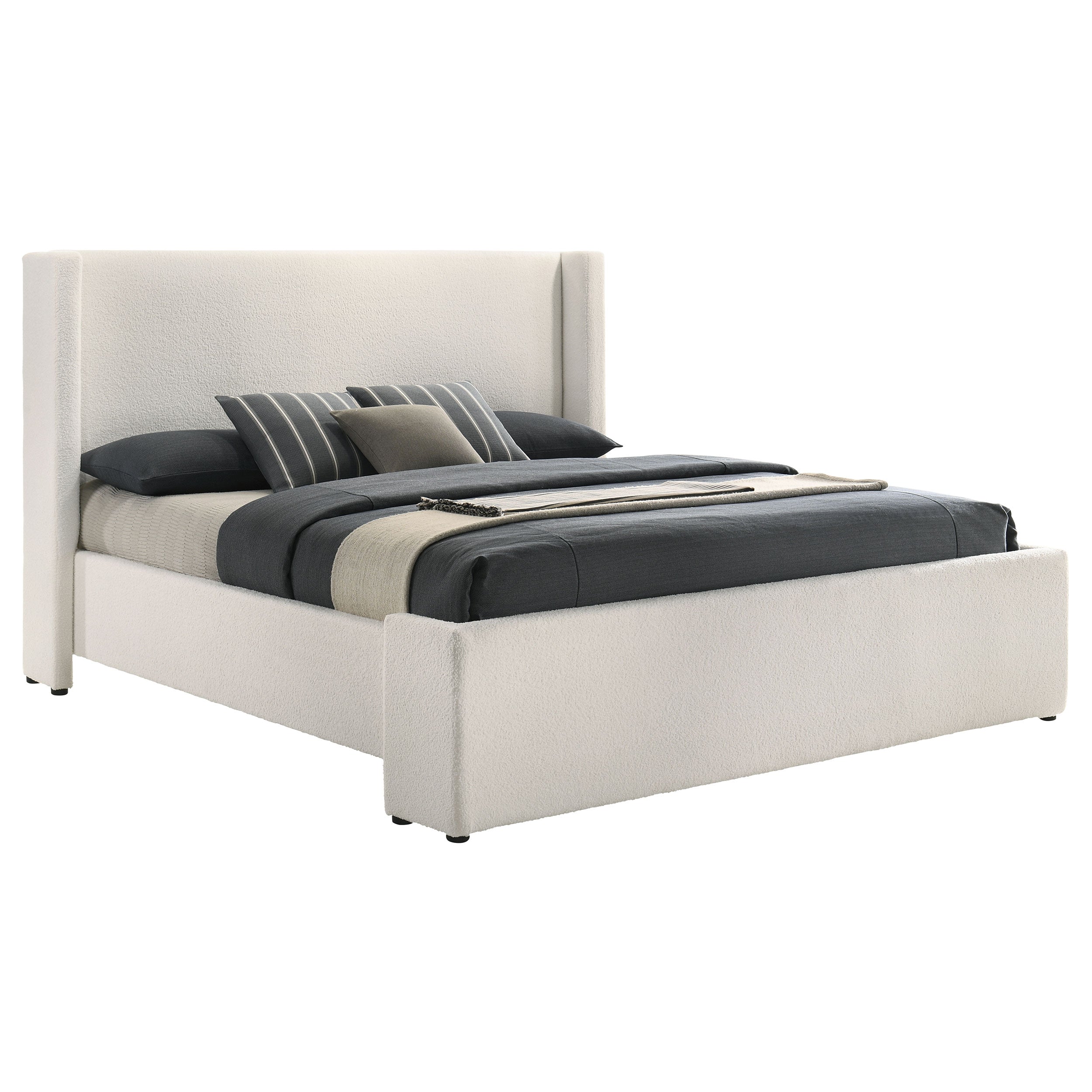 Alamosa Boucle Upholstered Eastern King Platform Bed White  — view 3