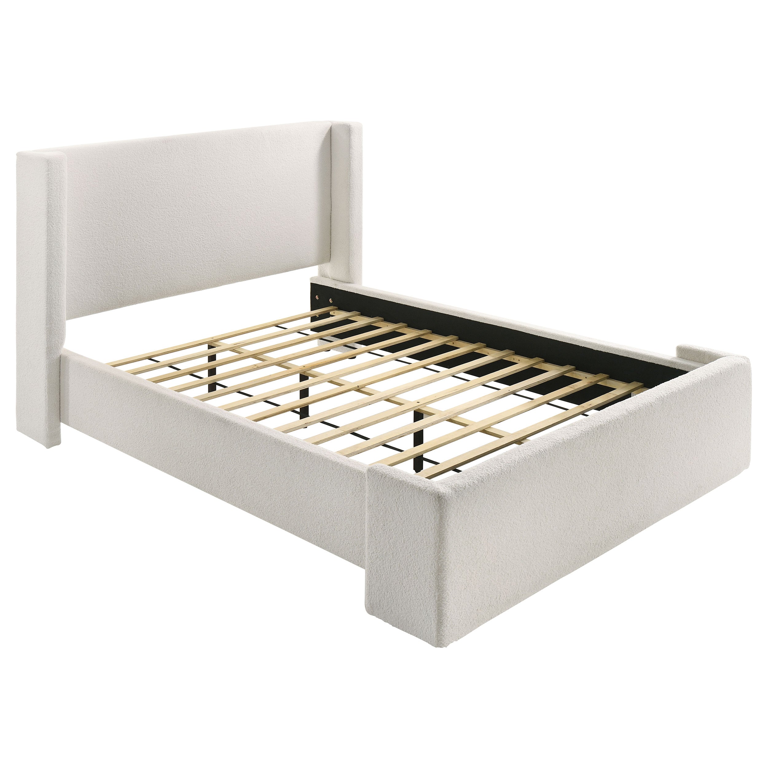 Alamosa Boucle Upholstered Queen Wingback Bed White  — view 1