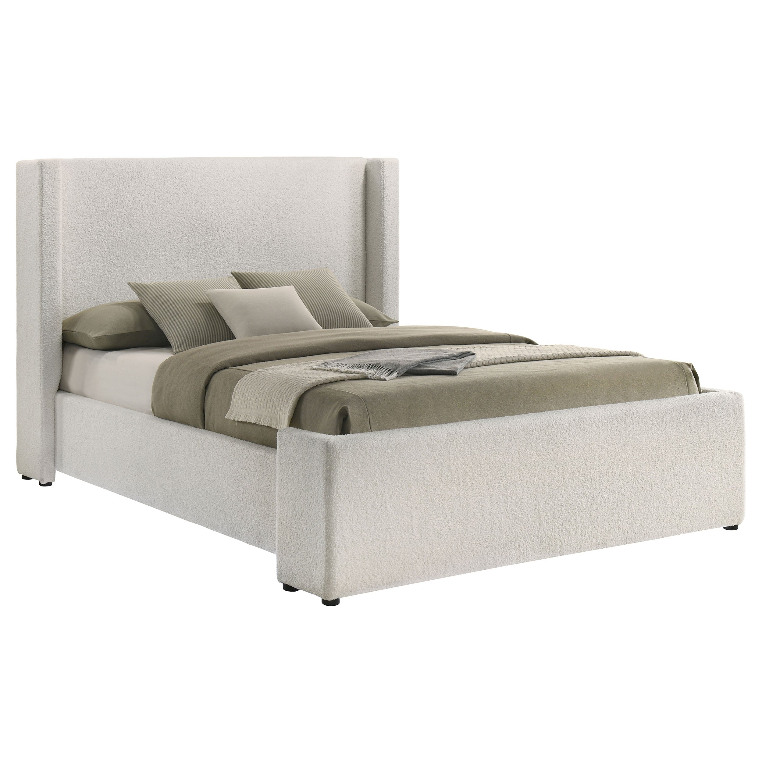 Alamosa Boucle Upholstered Queen Wingback Bed White  — view 3
