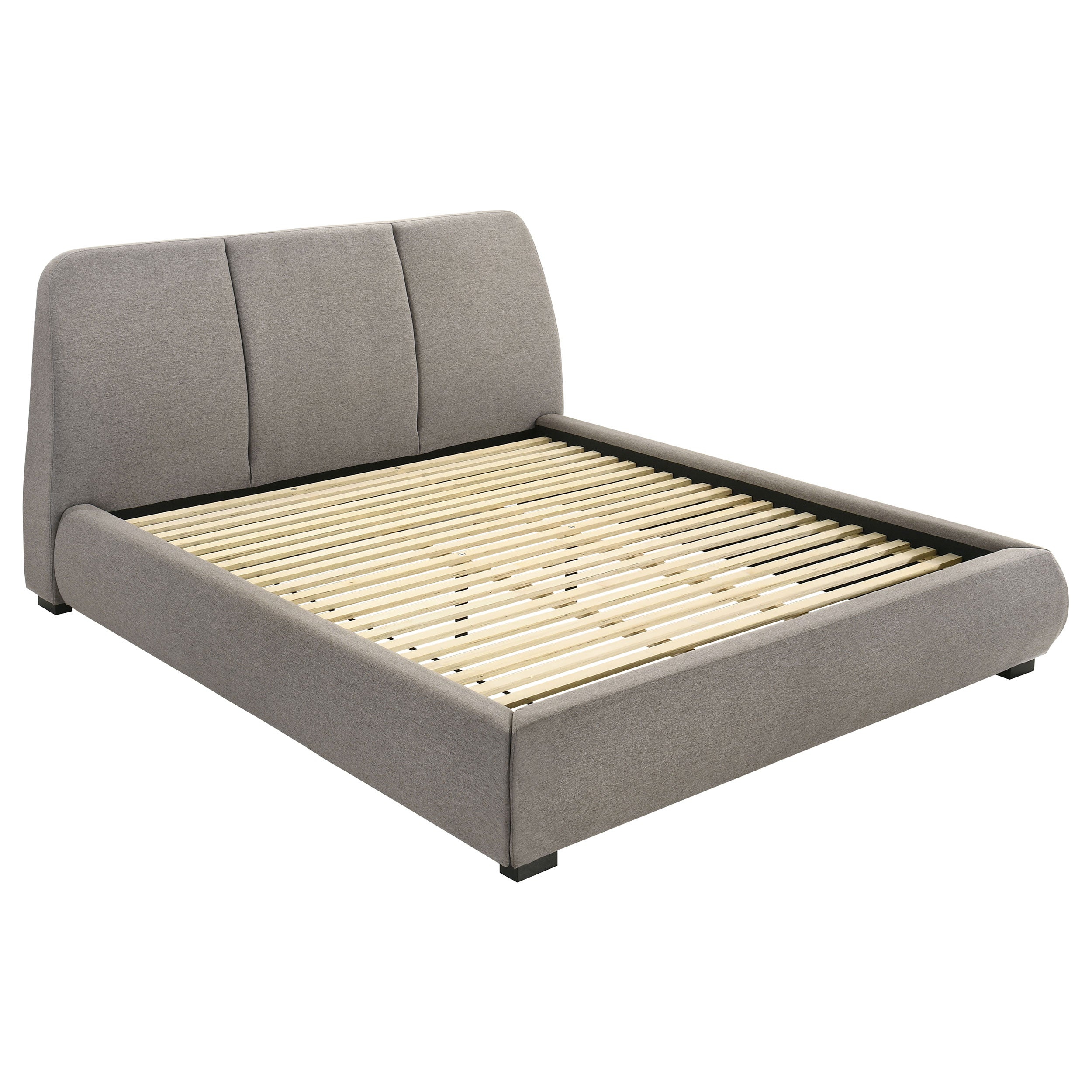 Mokena 46-inch Upholstered Eastern King Platform Bed Taupe — view 1