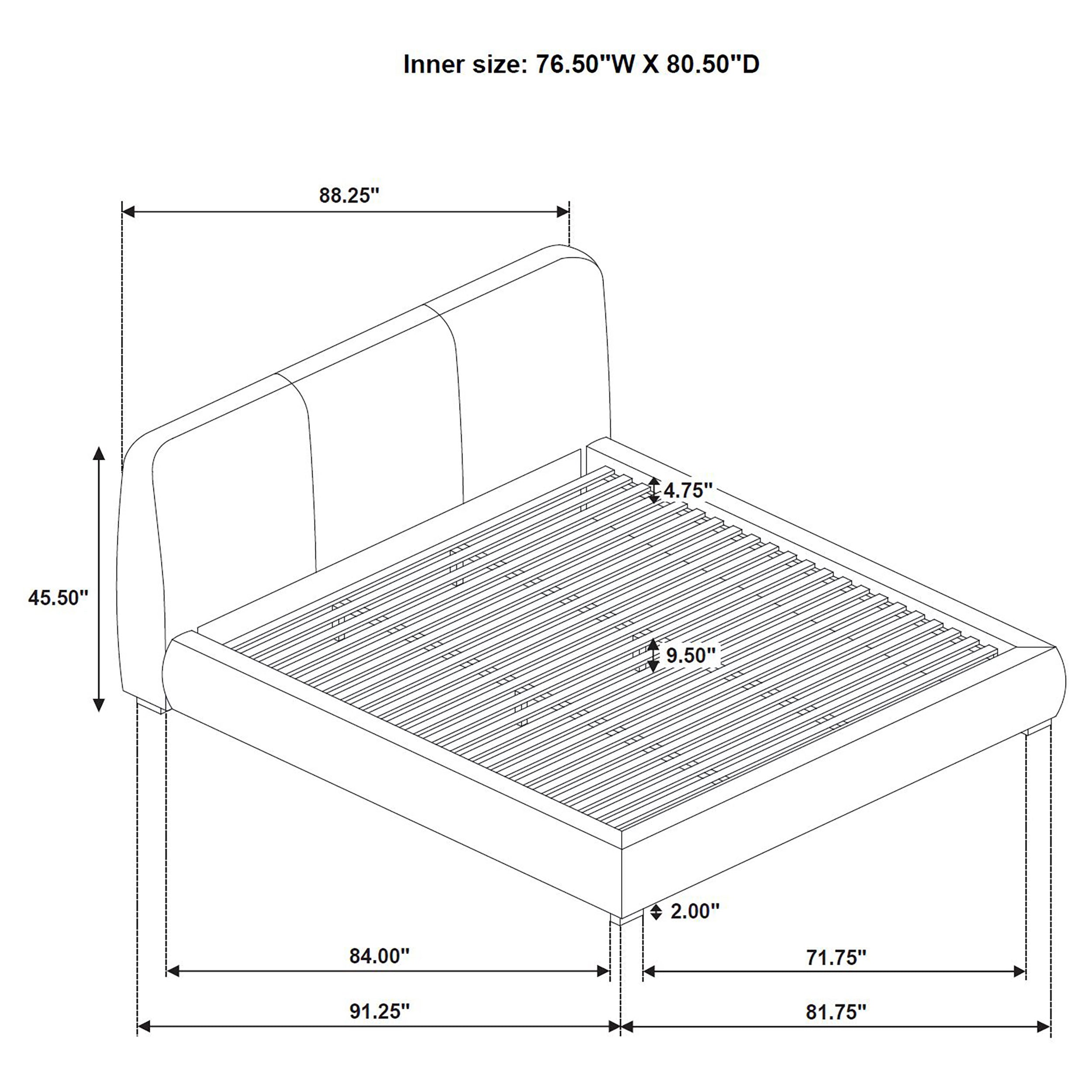 Mokena 46-inch Upholstered Eastern King Platform Bed Taupe — view 8