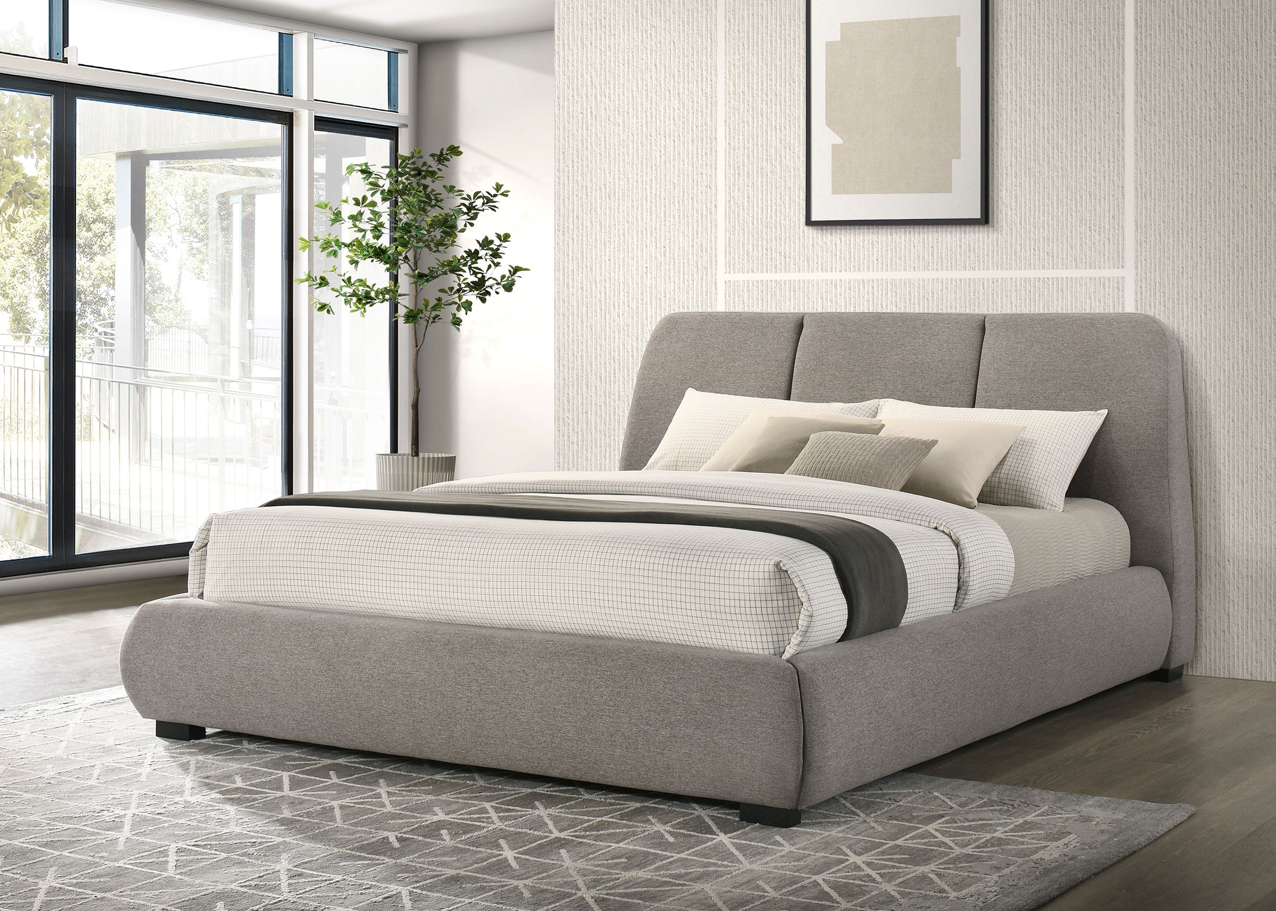 Mokena 46-inch Upholstered California King Platform Bed Taupe — view 2