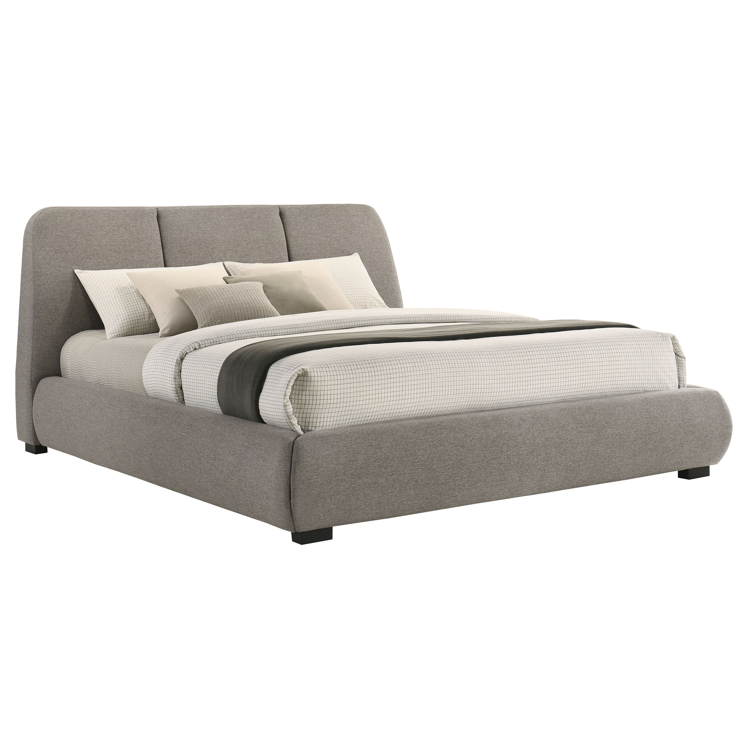Mokena 46-inch Upholstered California King Platform Bed Taupe — view 3