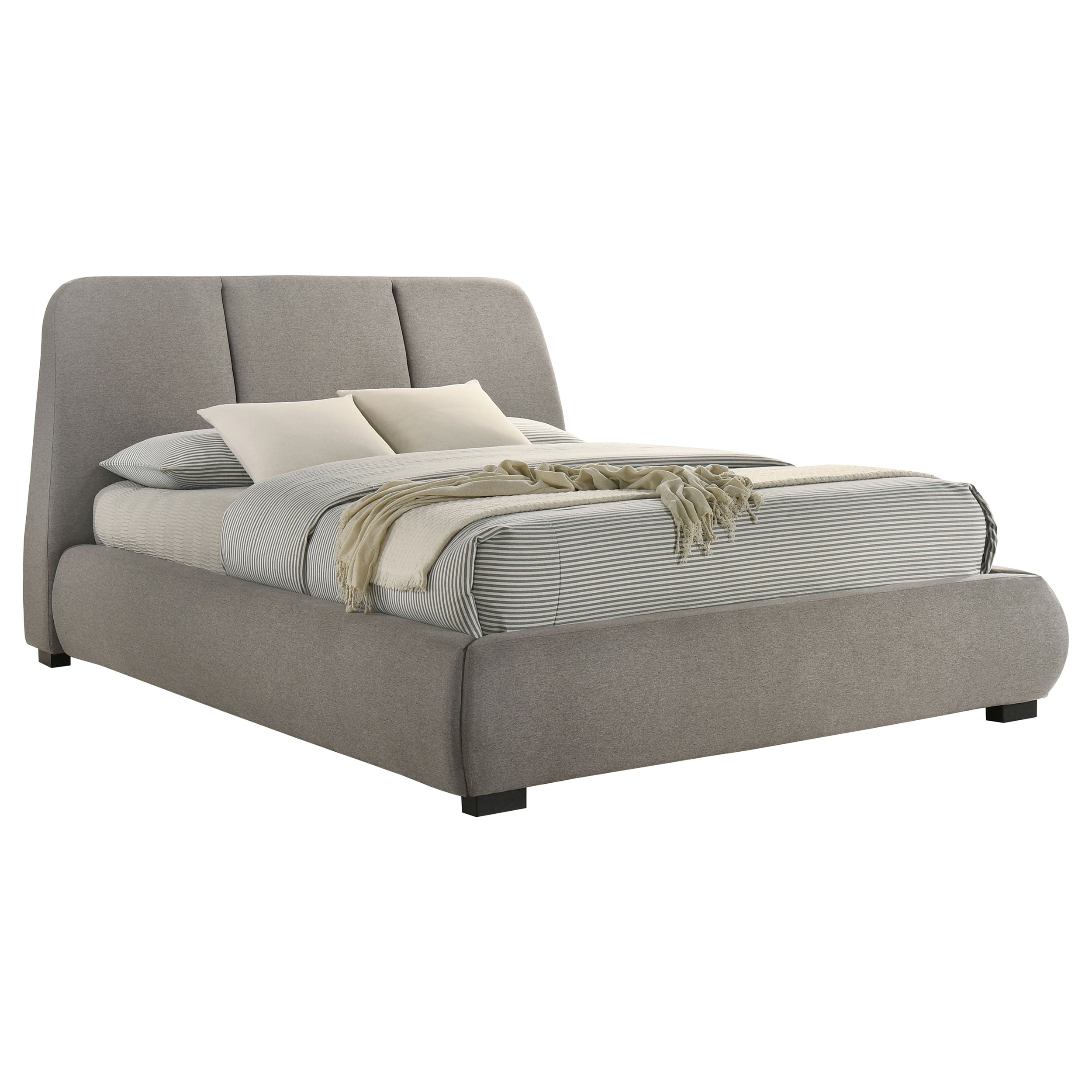 Mokena 46-inch Upholstered Queen Platform Bed Taupe — view 3