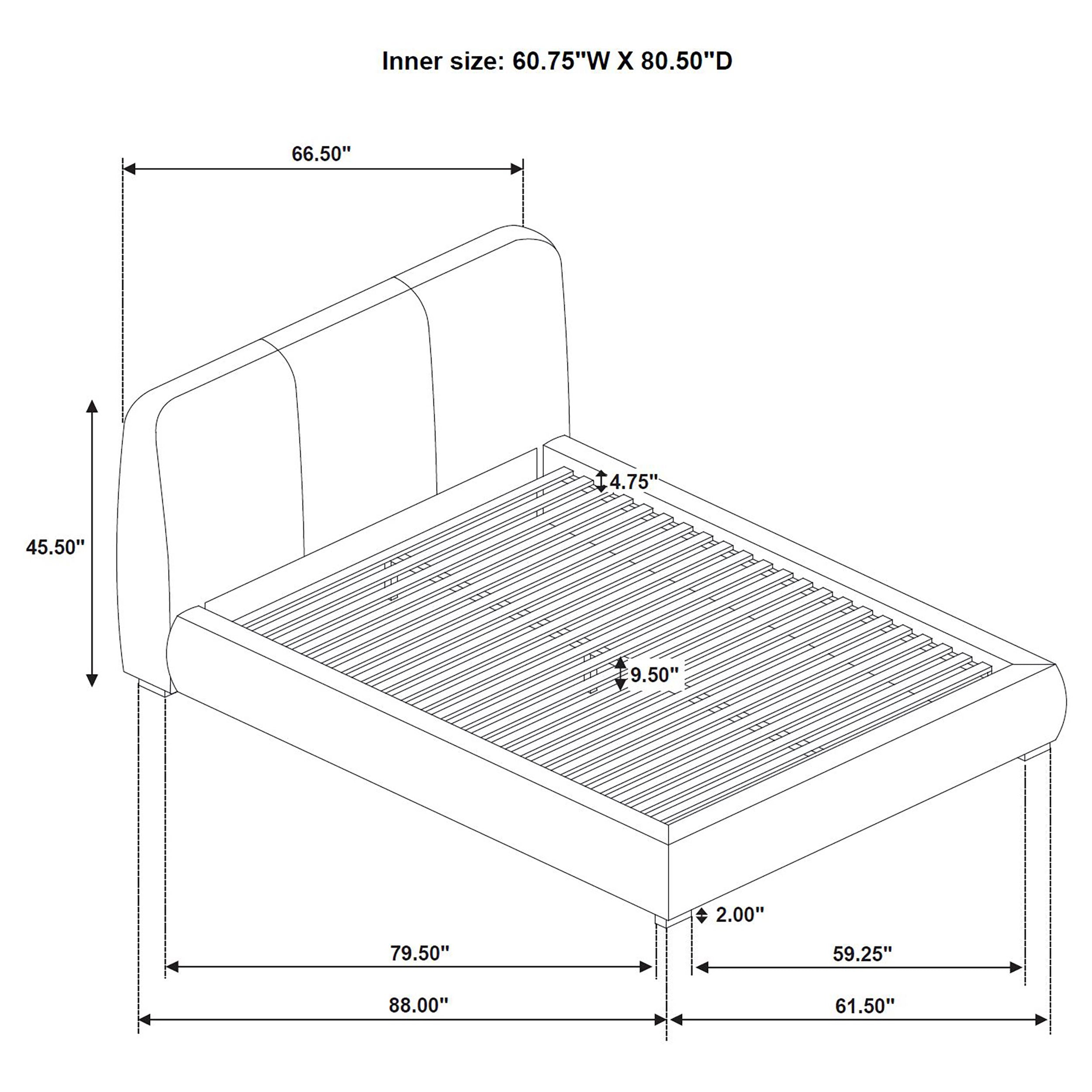 Mokena 46-inch Upholstered Queen Platform Bed Taupe — view 8