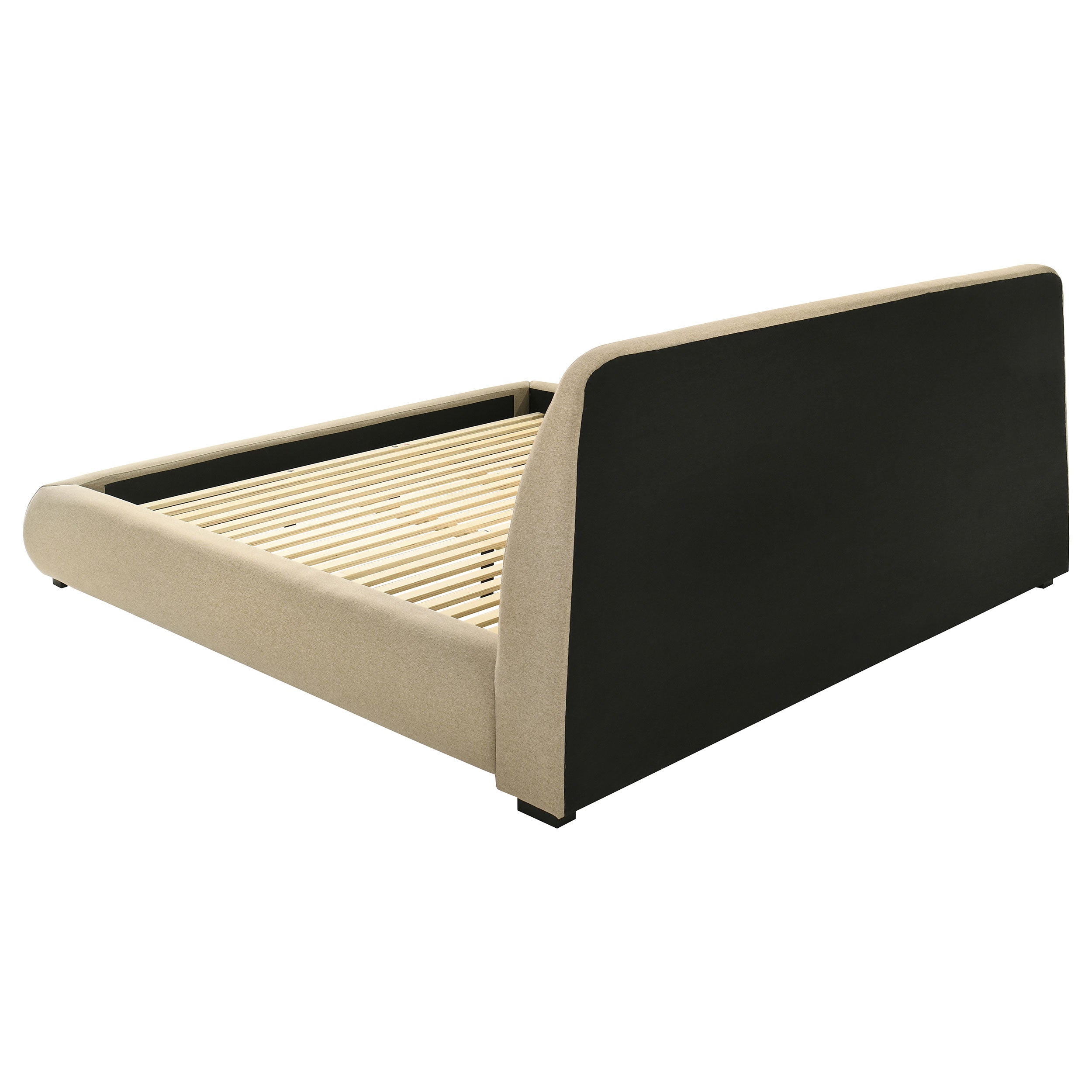 Mokena 46-inch Upholstered Eastern King Platform Bed Brown — view 5