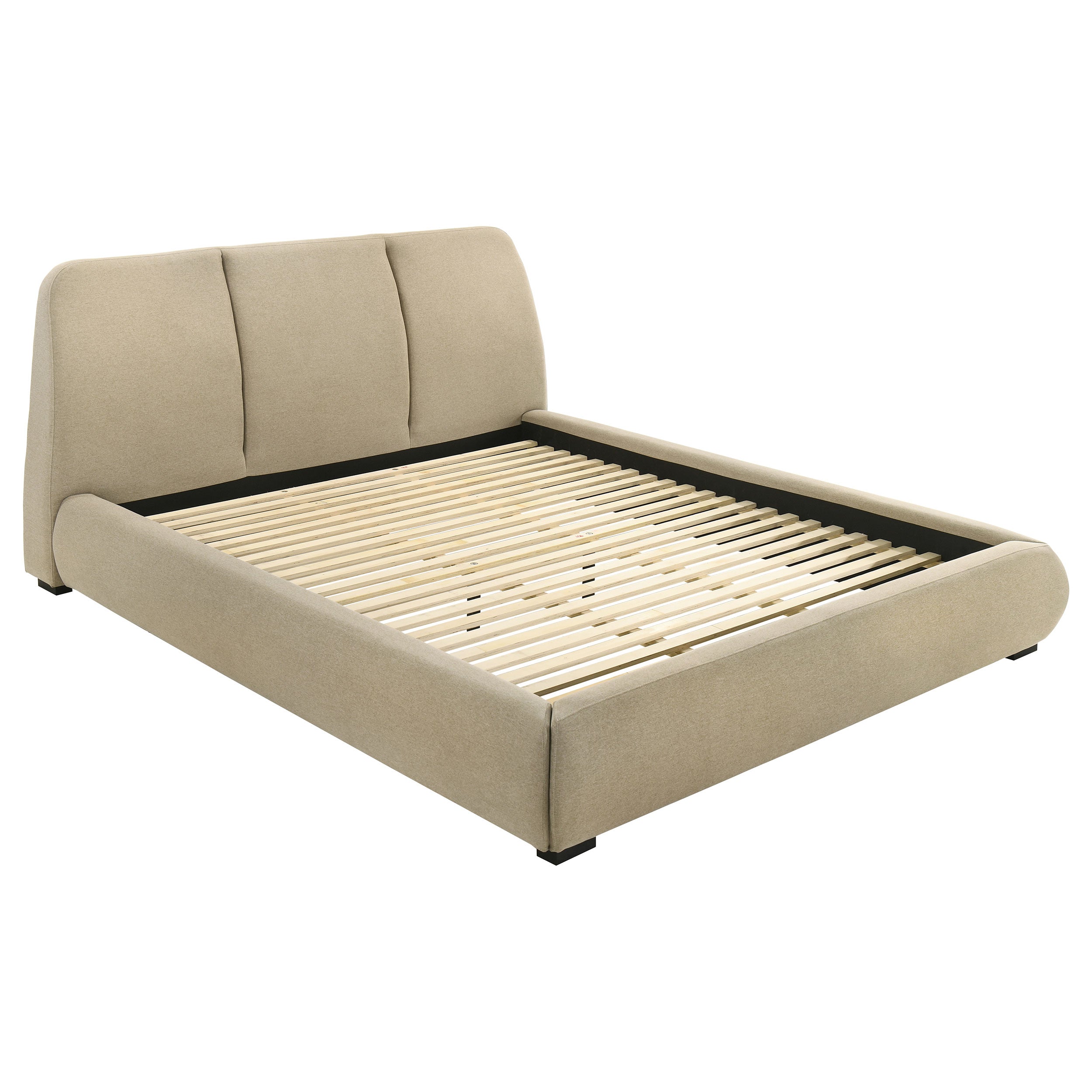 Mokena 46-inch Upholstered California King Platform Bed Brown — view 1
