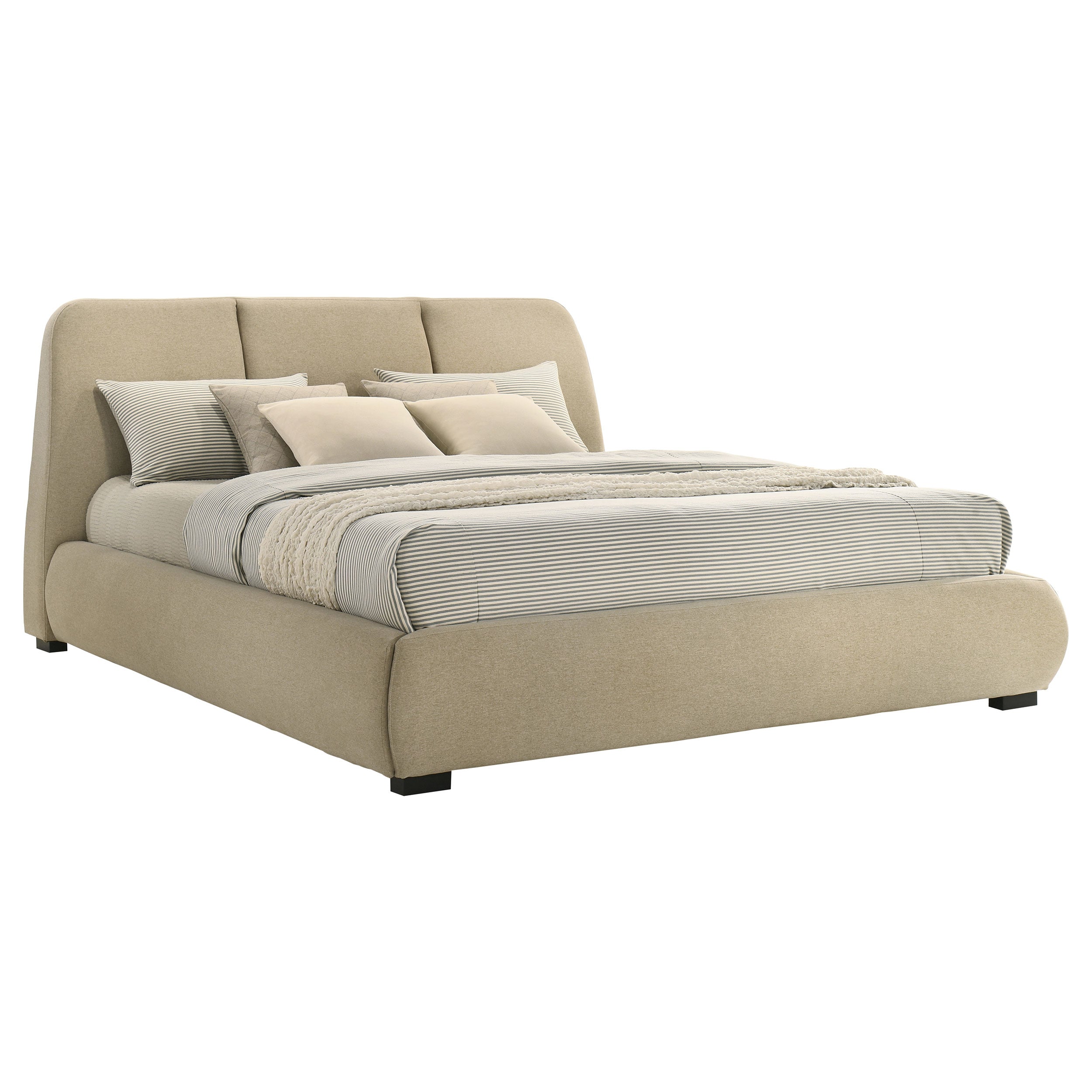 Mokena 46-inch Upholstered California King Platform Bed Brown — view 3