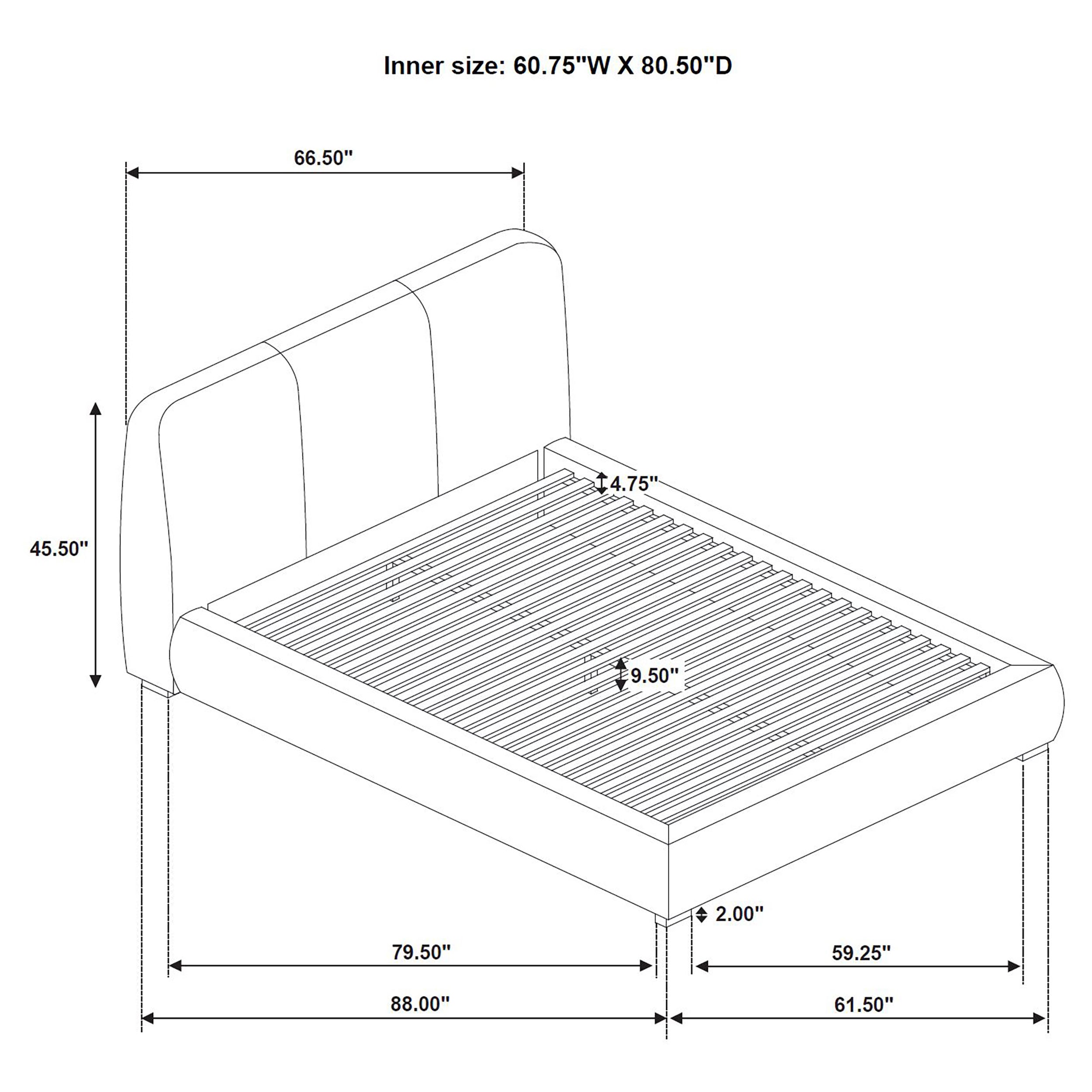 Mokena 46-inch Upholstered Queen Platform Bed Brown — view 8