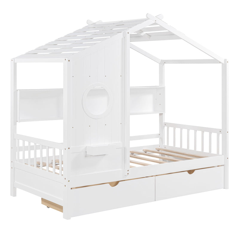 Modern Design House Bed With Storage Shelf
