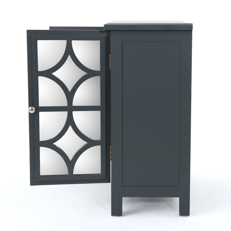 Firwood Mirror Finished Double Door Cabinet - Charcoal Gray