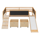 Twin size Loft Bed Wood Bed with Two Storage Boxes - Natrual ( old sku: LP000075AAM )