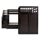 L Shaped Bunk Bed With 3 Drawers, Portable Desk And Wardrobe