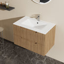 30" Wall Mounted Bathroom Vanity With Sink, Soft Close System, And Spacious Drawers - Walnut