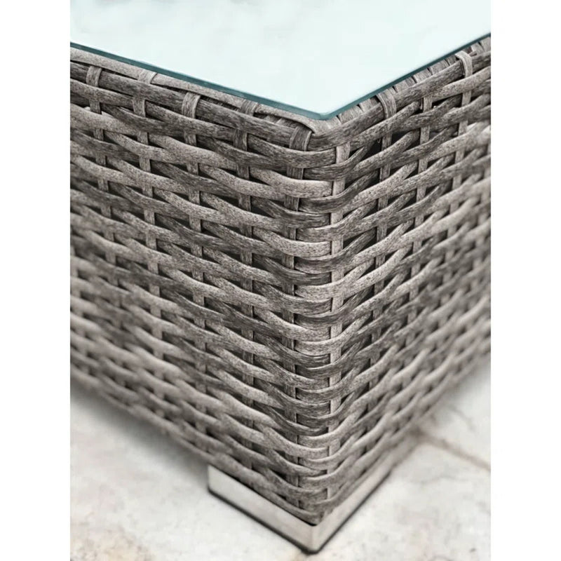 6 Person Wicker Seating Group With Premium Cushions - Gray Mix