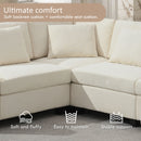 U Shaped Sectional Sofa 6 Seat Couch Set With Oversized Ottoman, Hidden Armrest Storage And Cup Holders USB Charging Ports Wide Seat Sofa