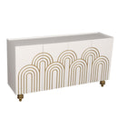 Modern Fluted Sideboard Buffet With Storage, Curve Element, 4 Doors With Adjustable Shelves