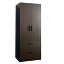 Brook - 2 Door Wood Closet With 2 Drawers And Hanging Bars - Dark Brown