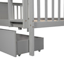 Full over Full Bunk Bed with Drawers and Ladder for Bedroom, Guest Room Furniture-Gray(OLD SKU :LP000205AAE)