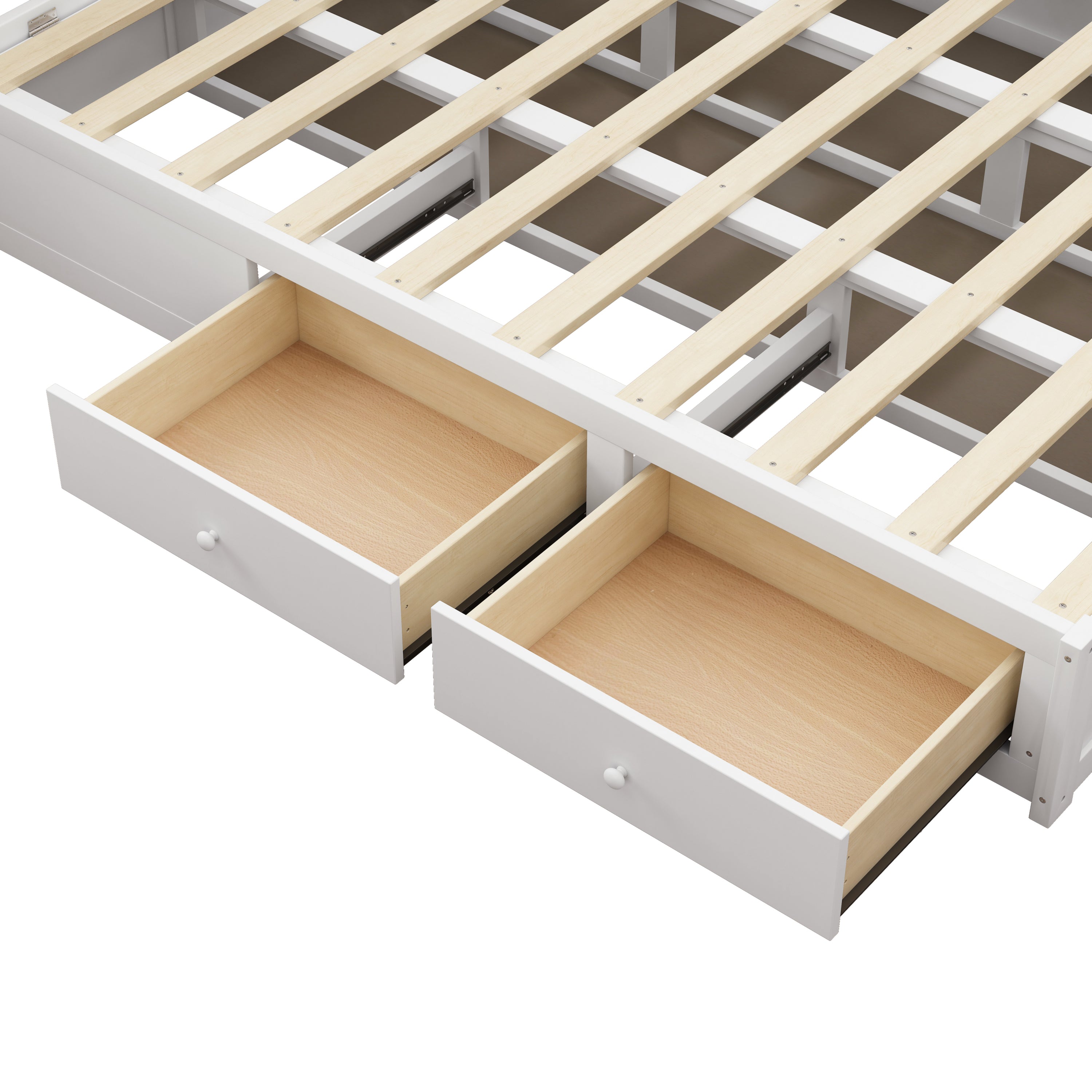 Luxury Queen Size Wood Platform Bed with Hydraulic Storage System and 2 Drawers,Streamlined Headboard & Footboard, White