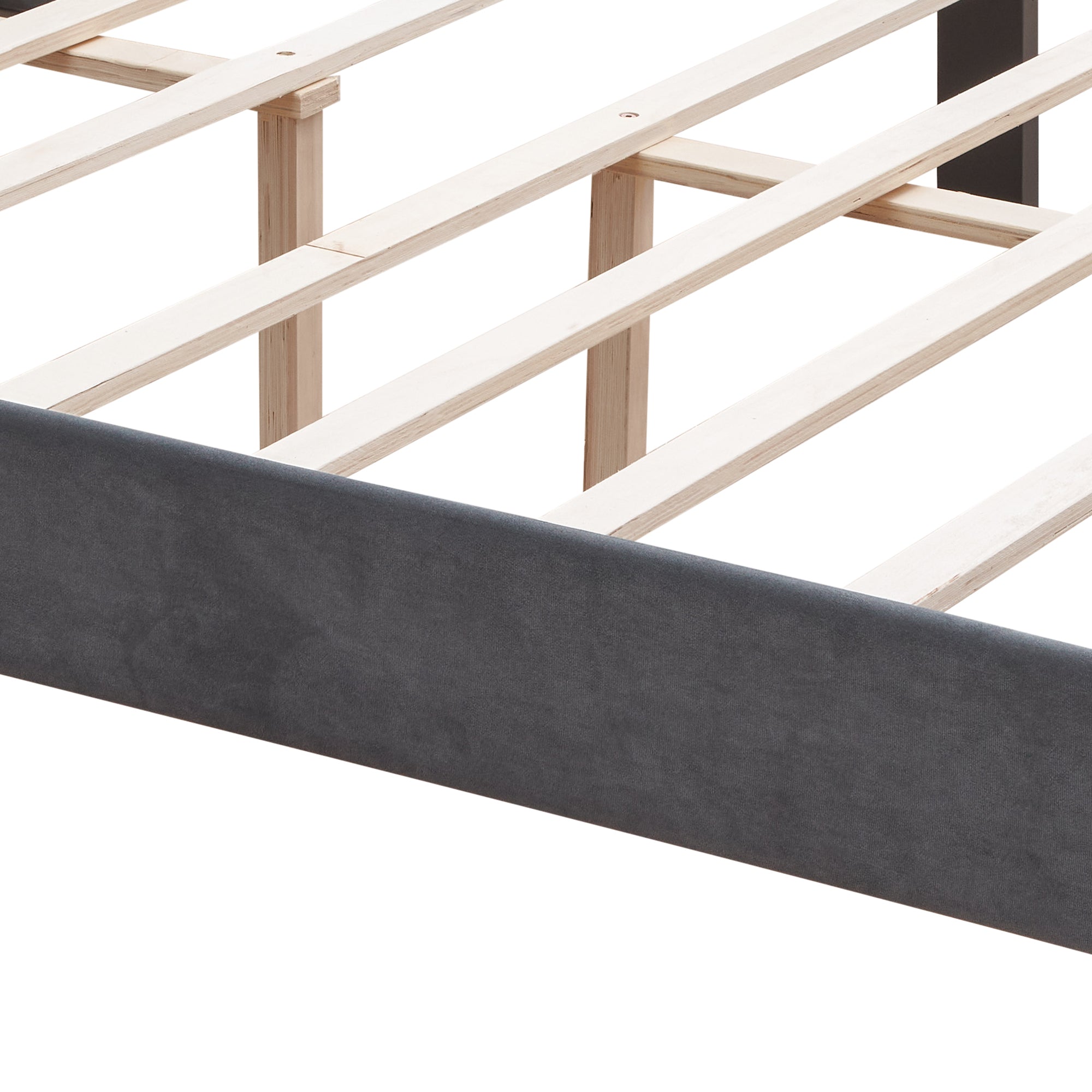 Velvet Button Tufted-Upholstered Bed with Wings Design - Strong Wood Slat Support - Easy Assembly - Gray, Queen, platform bed - Atlantic Fine Furniture Melbourne FL