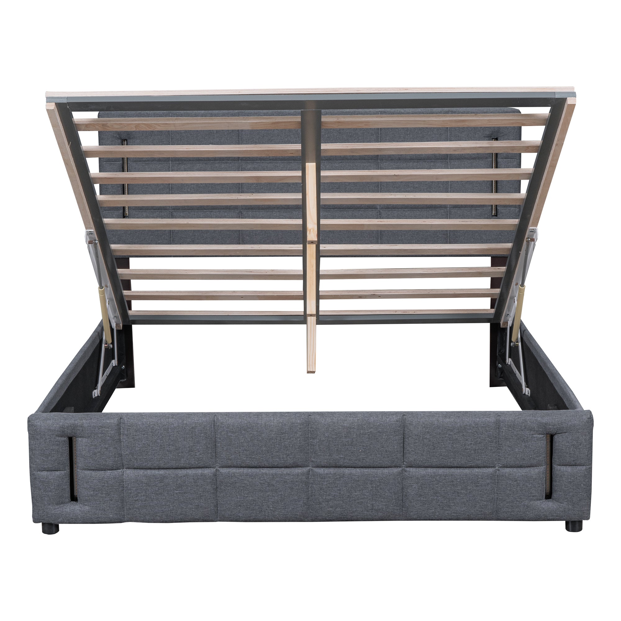 Full Size Upholstered Bed with Hydraulic Storage System and LED Light, Gray - Atlantic Fine Furniture Melbourne FL