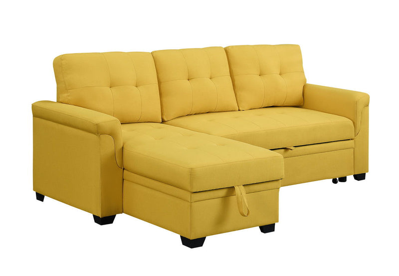 Lucca - Linen Reversible Sleeper Sectional Sofa With Storage Chaise