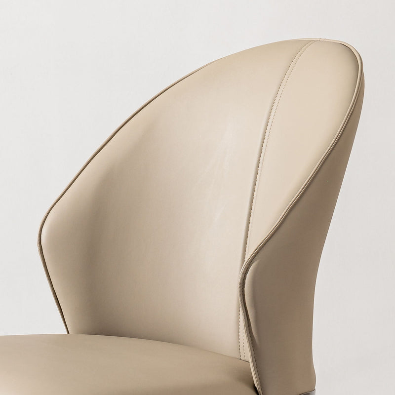 Modern Dining Chair (Set of 2) With Unique Backrest Design Leather - Beige / Black
