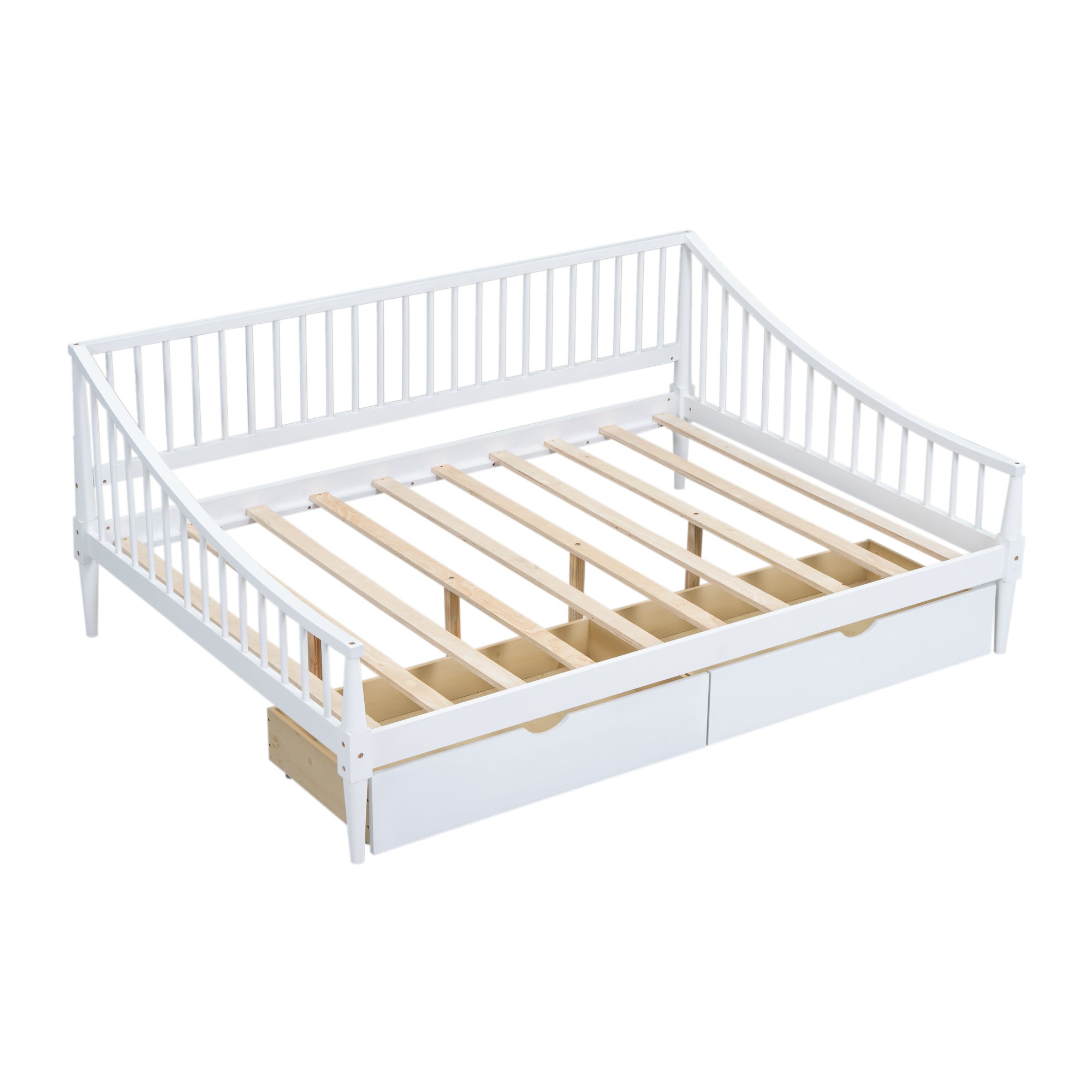 Full Size Daybed with Two Storage Drawers and Support Legs, White - Atlantic Fine Furniture Melbourne FL
