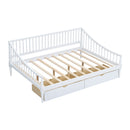 Full Size Daybed with Two Storage Drawers and Support Legs, White